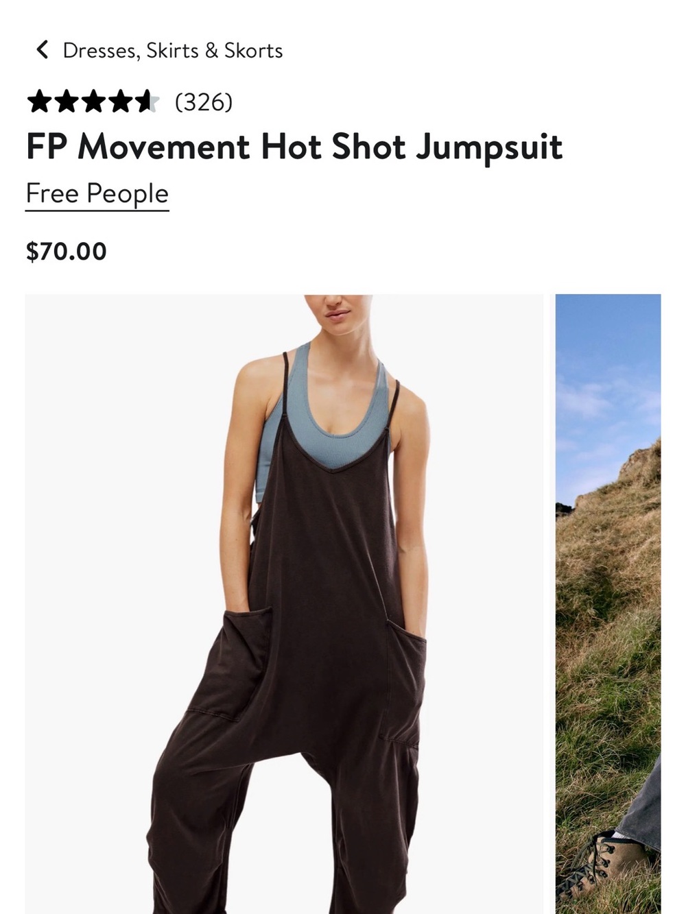Free People Relaxed Dark Brown FP Movement Jumpsuit
